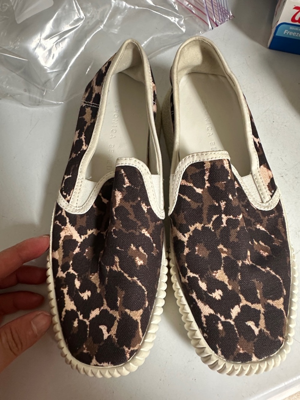 Veronica Beard Leopard Print Slip-On Sneakers - Brown & Cream